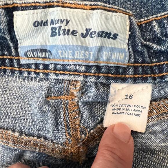 Old Navy Blue Jeans Vintage Y2K Denim A-Line Long Skirt Size 16 Rear Slit - Picture 6 of 7